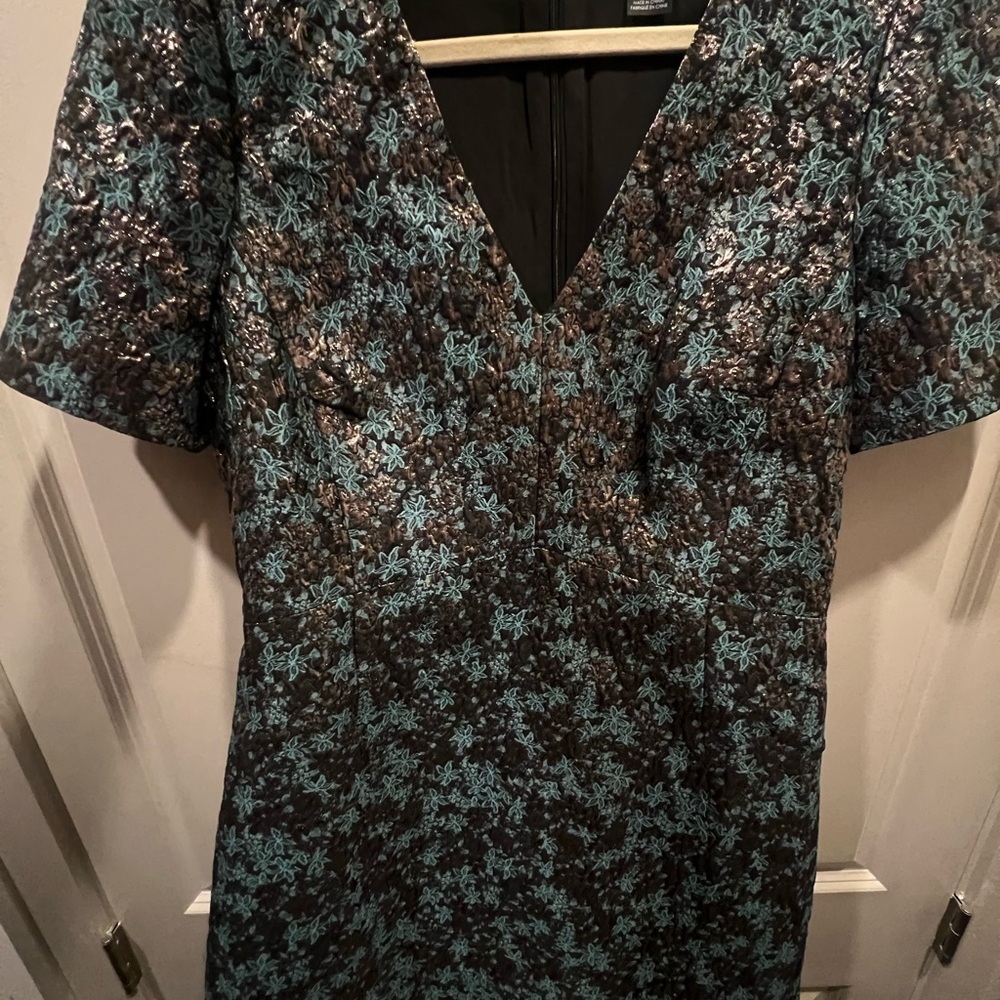 Club Monaco Black and Teal Floral Dress